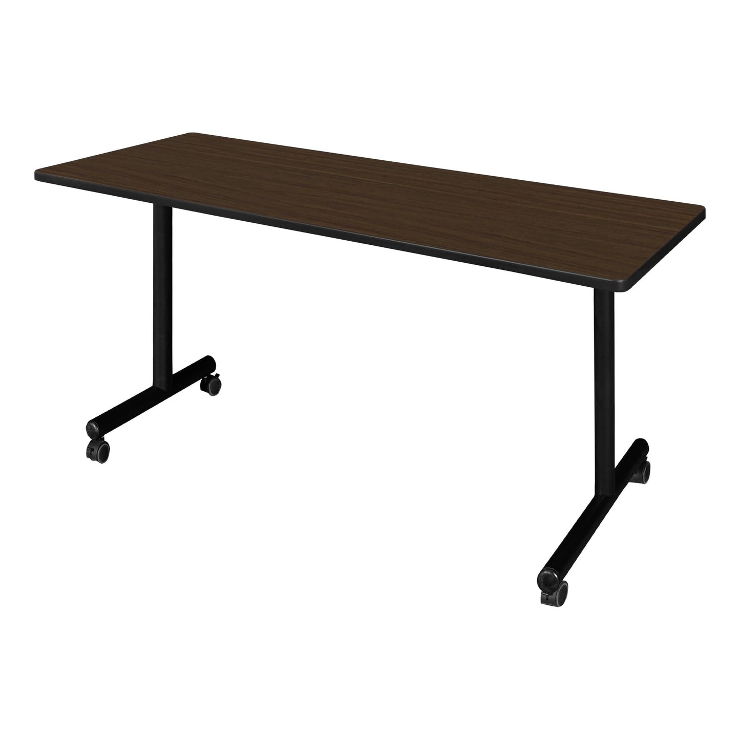 Regency Kobe 72 x 24 in. Mobile T-Base Training Seminar Table- Neo Walnut