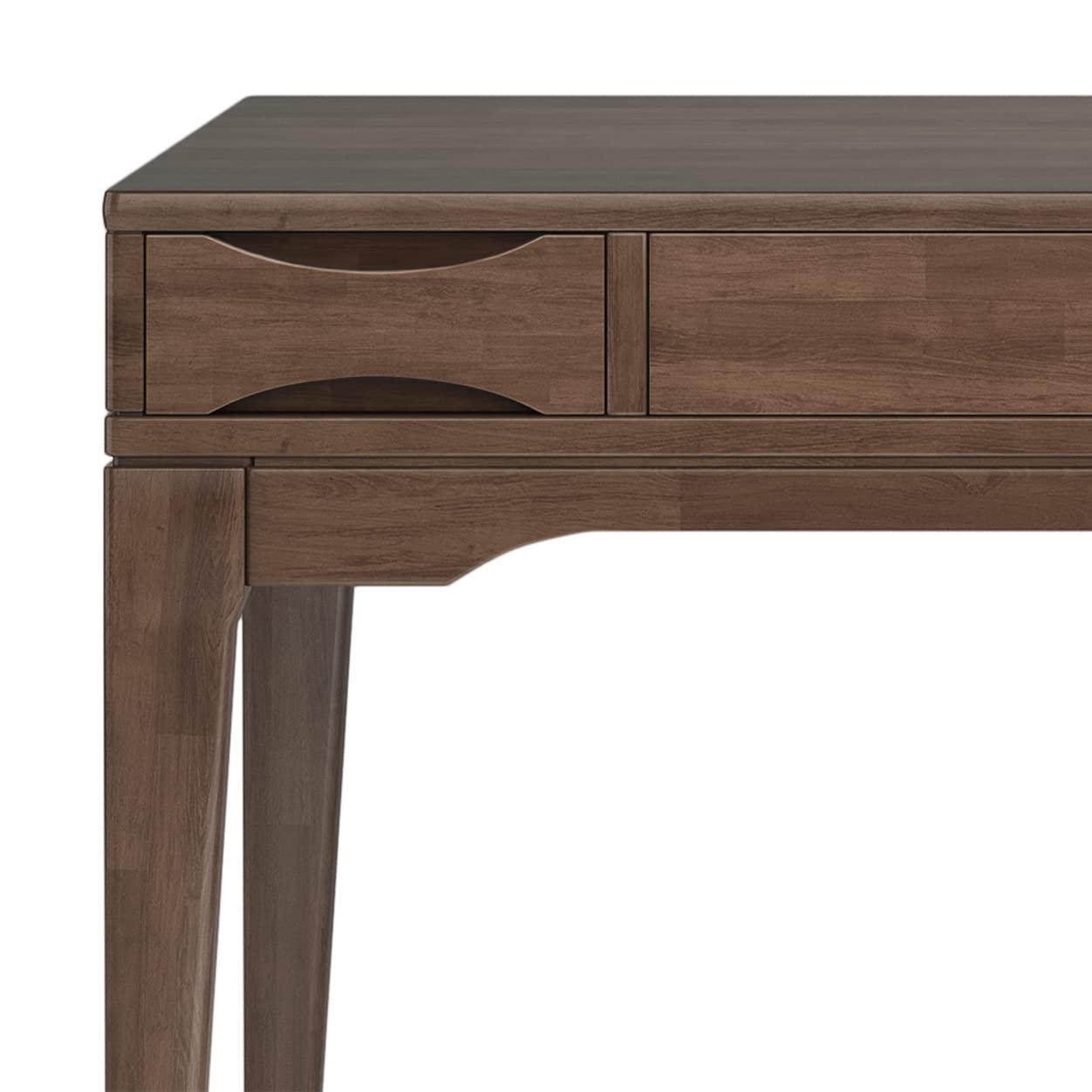 SIMPLIHOME Harper Small Desk - 48 Inch Wide Solid Hardwood Writing Desk in Walnut Brown, Mid-Century Modern Home Office Computer Table for Study with 2 Drawers and Flip-Down Keyboard Tray