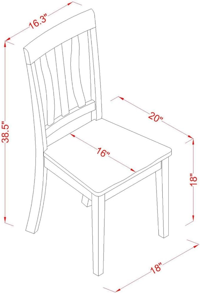 East West Furniture ANC-BLK-W Antique Kitchen Dining Chairs