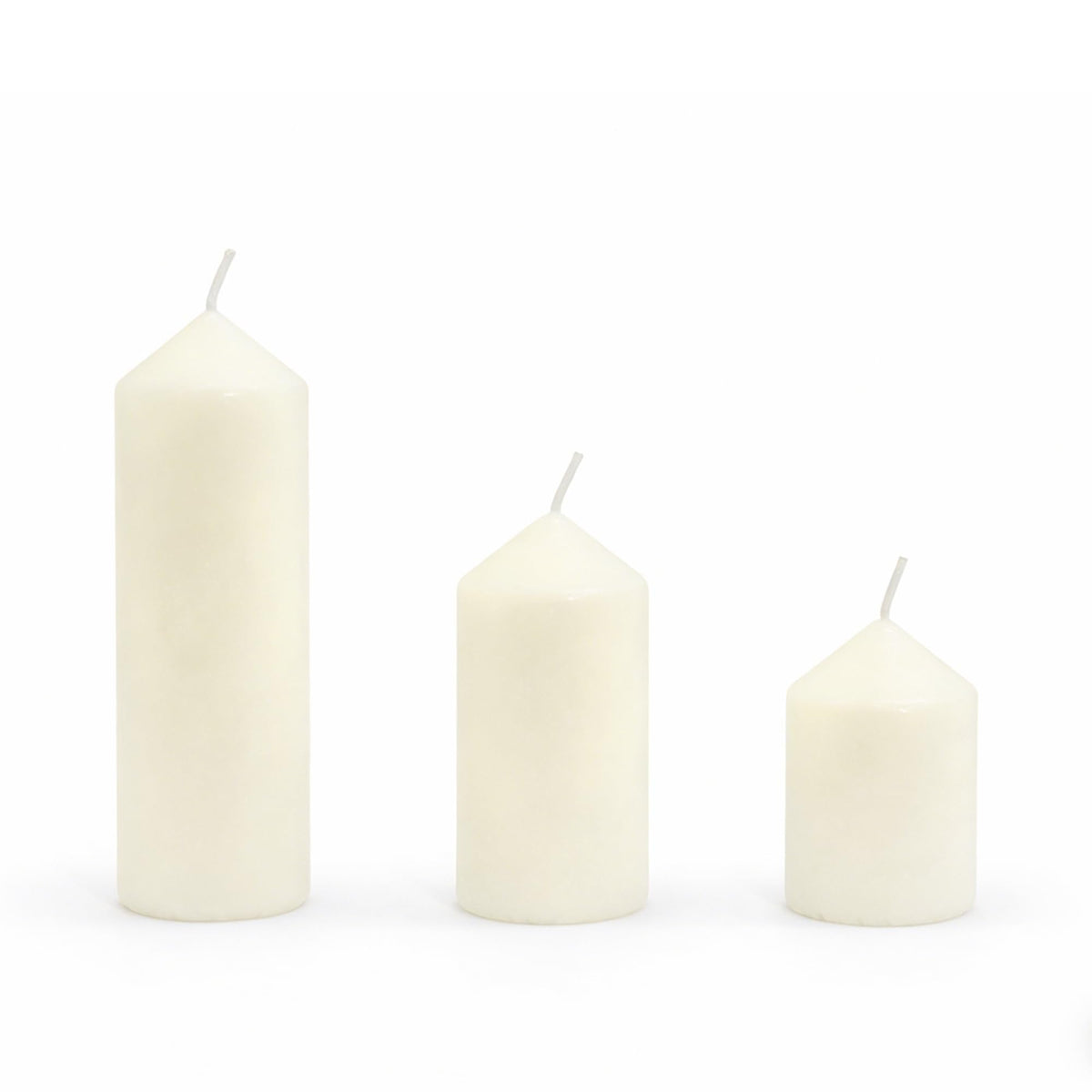 HTTBEIZI Pillar Candles Bulk Set - Unscented, Smokeless, Dripless | 3 Sizes (1 Each): 2x3, 2x4, 2x6 Inches | Ideal for Weddings, Christmas & Home Decor (3, Ivory White)