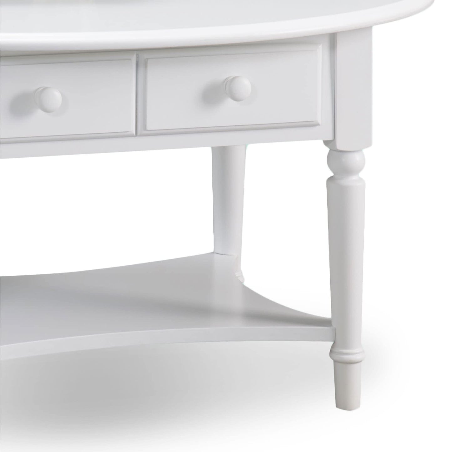 Leick Coastal Oval Coffee Table with Shelf, Orchid White