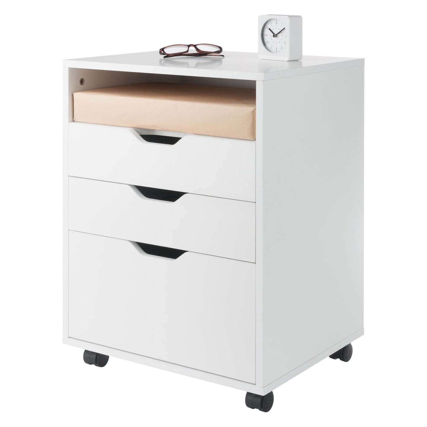 Winsome Halifax Mobile Storage Cabinet with 5 Drawers in White, Stylish & Functional Home Storage Cabinet for Filing, Kitchen Organization, Moveable Furniture for Office, Dorms, Apartments