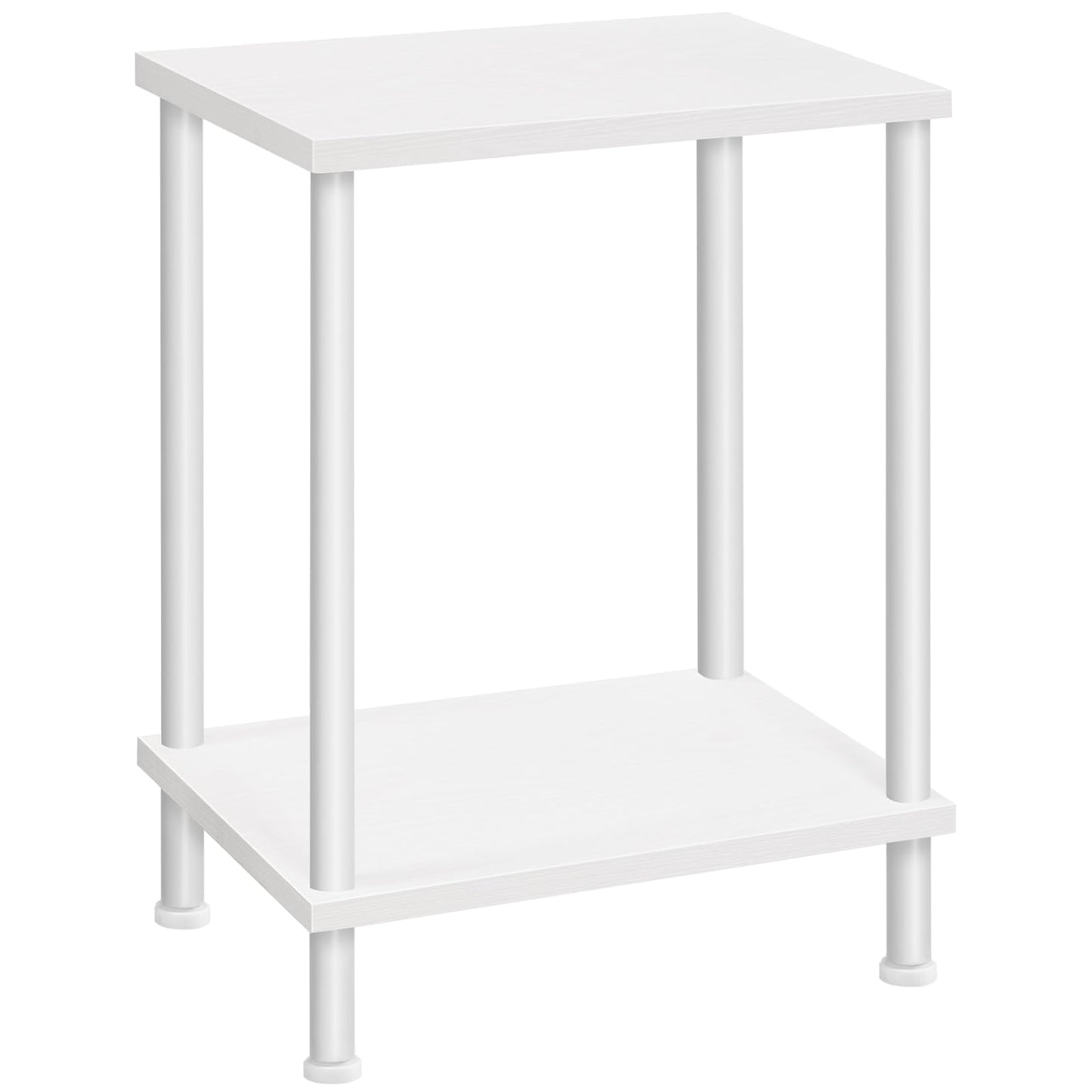 HOOBRO End Table, Small Side Table, Nightstand with 2-Layer Storage Shelves, Sofa Table for Small Spaces, Living Room, Bedroom, Stable Frame, Easy Assembly, White WW09BZ01