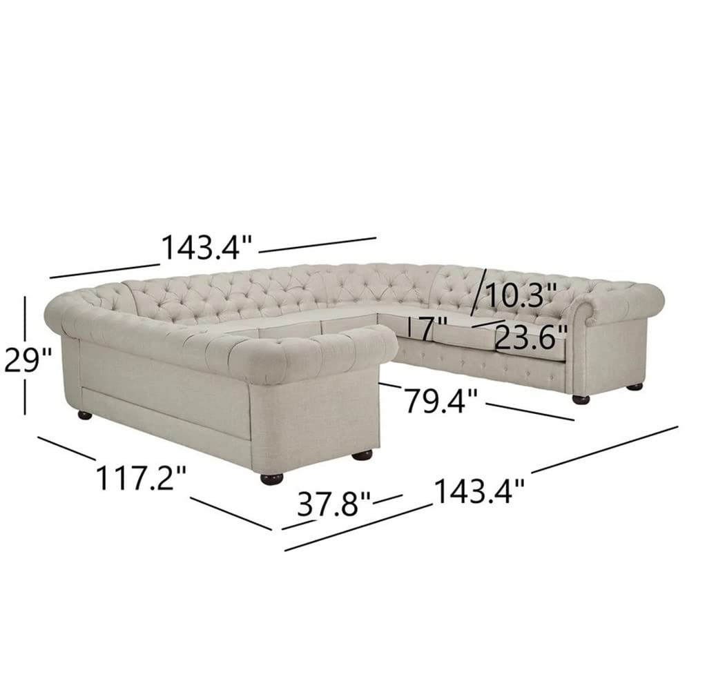 HSIJYGX 11-Seat Sectional Sofa Linen Sofa for Living Room(E)