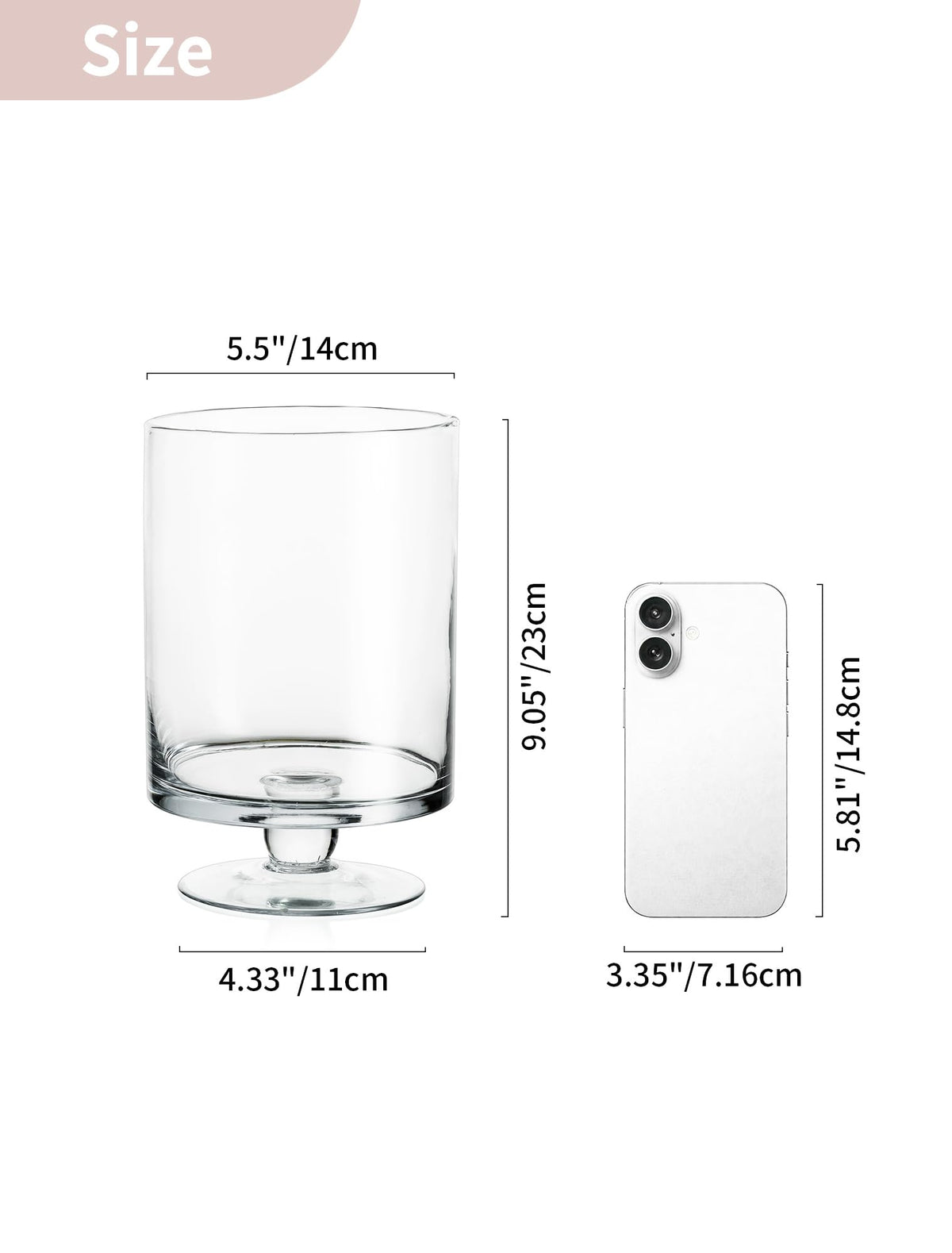 Glass Candle Holder for Pillar Candles - Large Glass Vases for Table Decoration, Clear Hurricane Candle Holder for Wedding Christmas Halloween Party Centerpiece Dining Room Decor, Gifts for Women