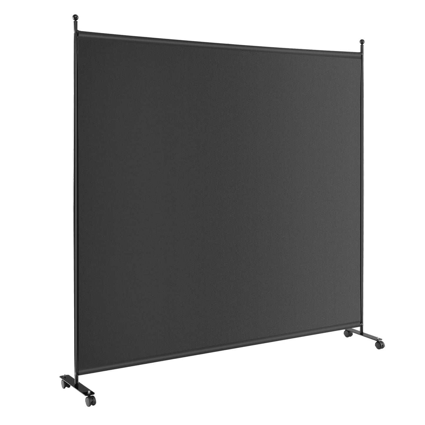 GOFLAME 6FT Single Panel Room Divider, Wide Rolling Privacy Screen with Lockable Wheels, Portable Room Partition Screen, Freestanding Wall Divider and Separator for Home Office, Black