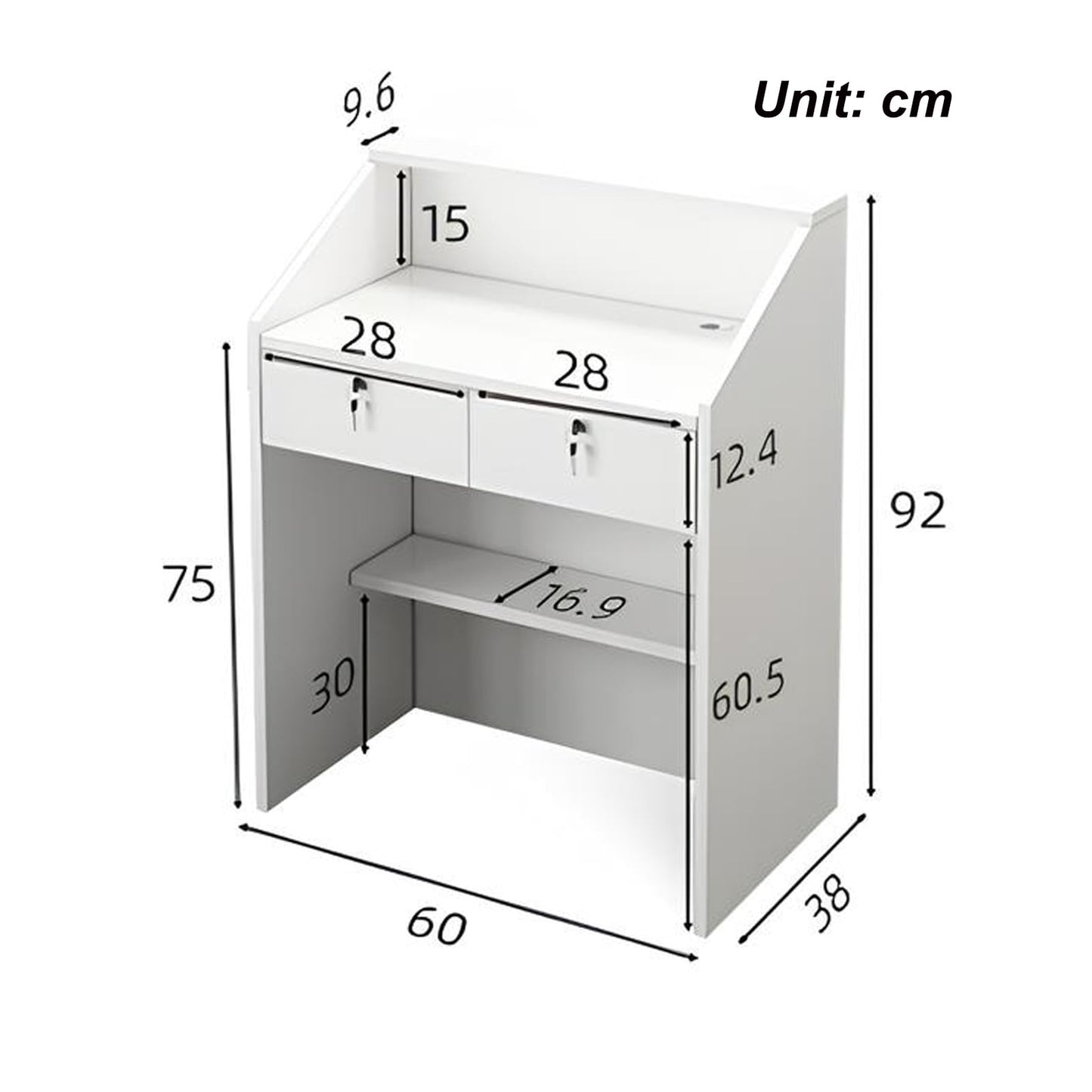 Checkout Counter, Modern Reception Desk with Counter, Front Desk Reception Counter, for Office Salon Spas Lobby, 3 Colors