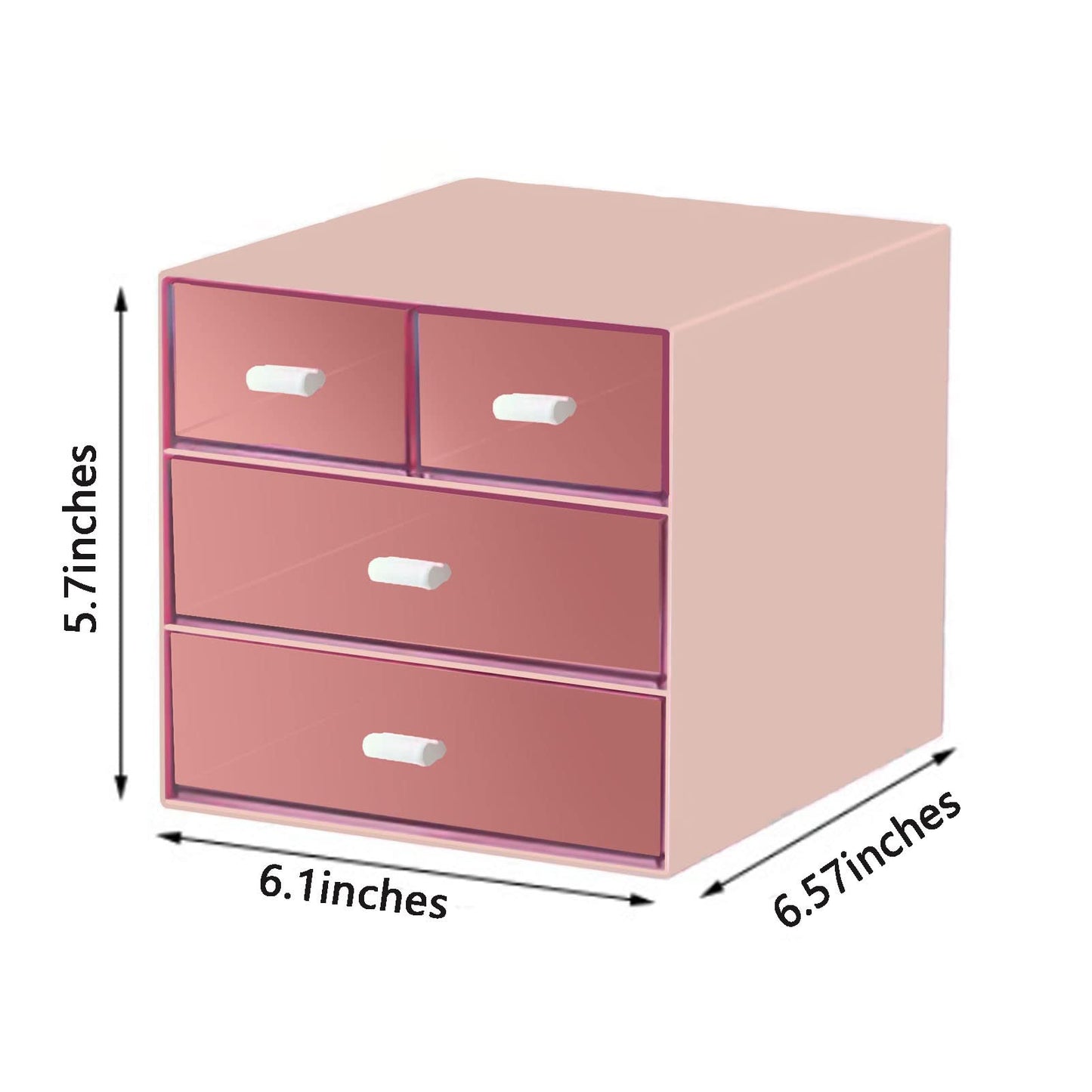 Zyners Desk Organizer with Drawer, Office Organizer with 4 Drawers, Desk Storage Box for, Desktop, Dressing table, Office, School, Home, Plastic Box and 4 Acrylic Drawers(Pink)
