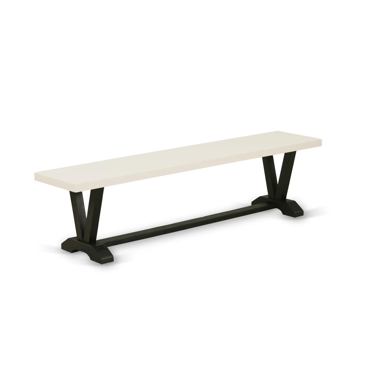 East West Furniture VB627 V-Style Mid Century Modern Dining Bench with Wooden Seat, 72x15x18 Inch, Multi-Color