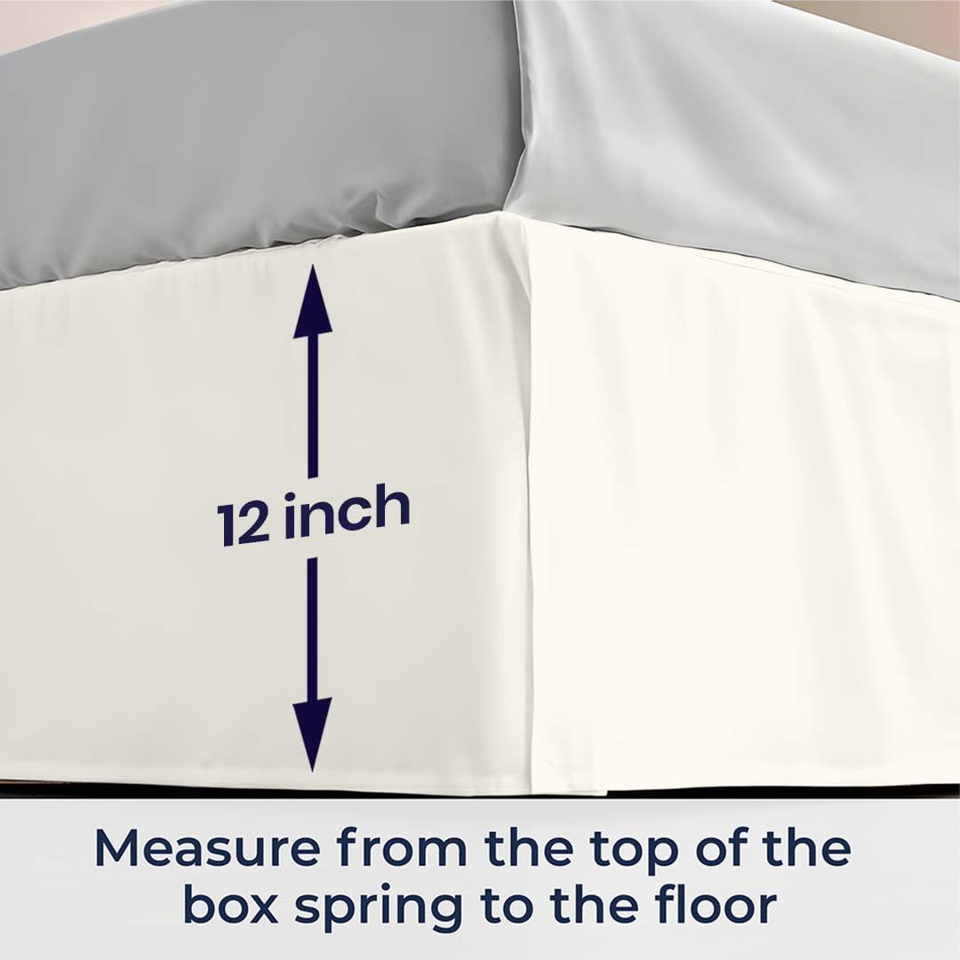 SGI bedding 12 inch Drop Bed Skirt Full Size - Platform Style with Secure Fit, Classic Tailored Look, Elegant Pleated Style Dust Ruffle, Split Corners, Microfiber - Ivory