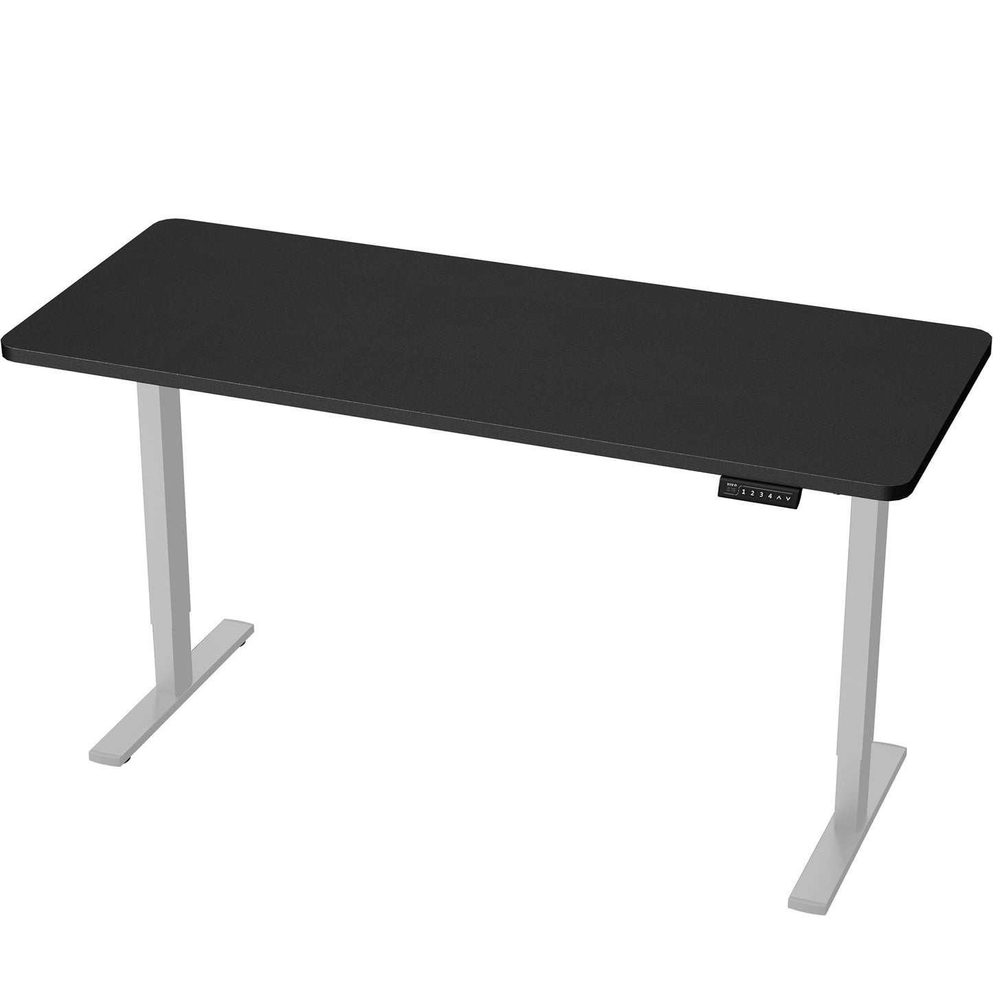 VIVO Electric 60 x 24 in Standing Desk, Memory Height Adjustment, 1B Series, Holds 220 lbs, One-Piece Black Top, Gray Frame, DESK-KIT-1G6B