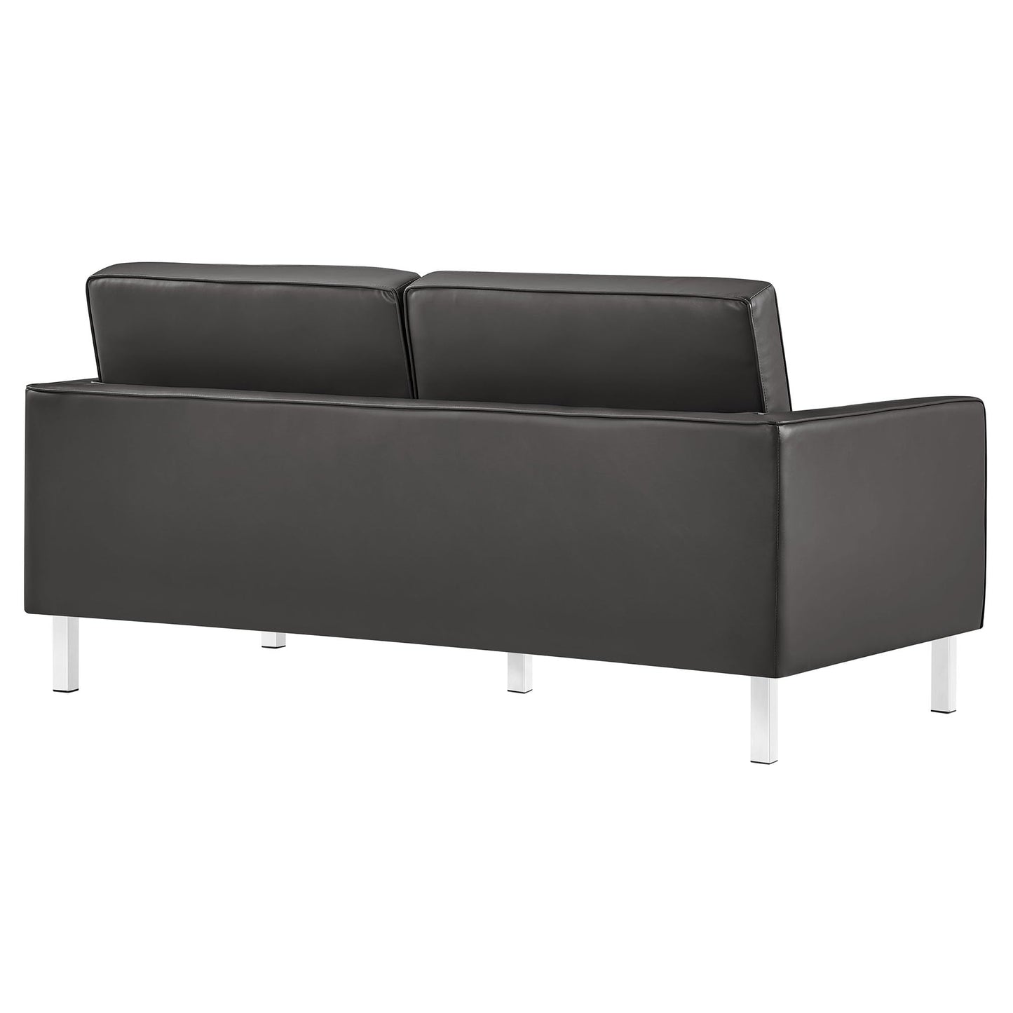 Modway Loft Tufted Button Faux Leather Upholstered Loveseat in Silver Gray