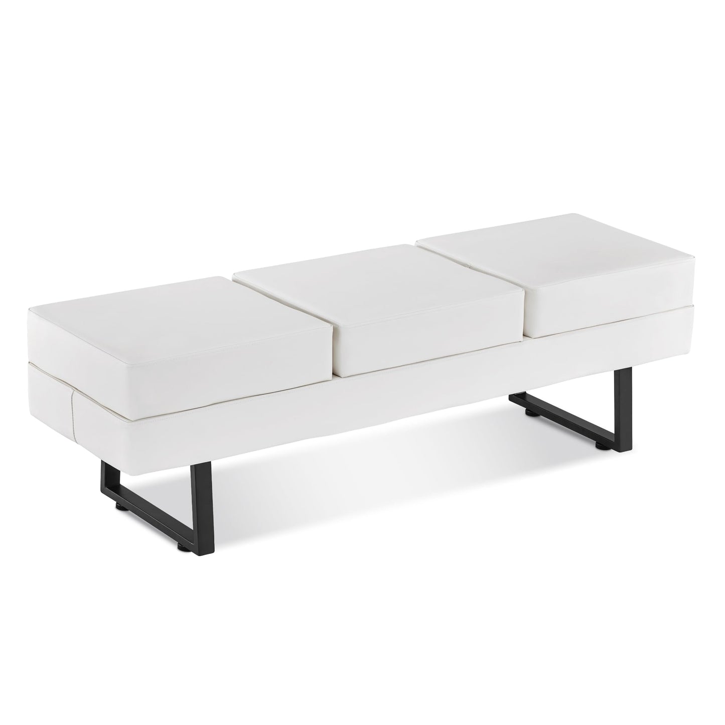 BarberPub Waiting Room Chairs, Heavy Duty Office Guest Reception Bench, Faux Leather Upholstered Lobby Chairs for Salon, Conference Room 7008 (Cream White)