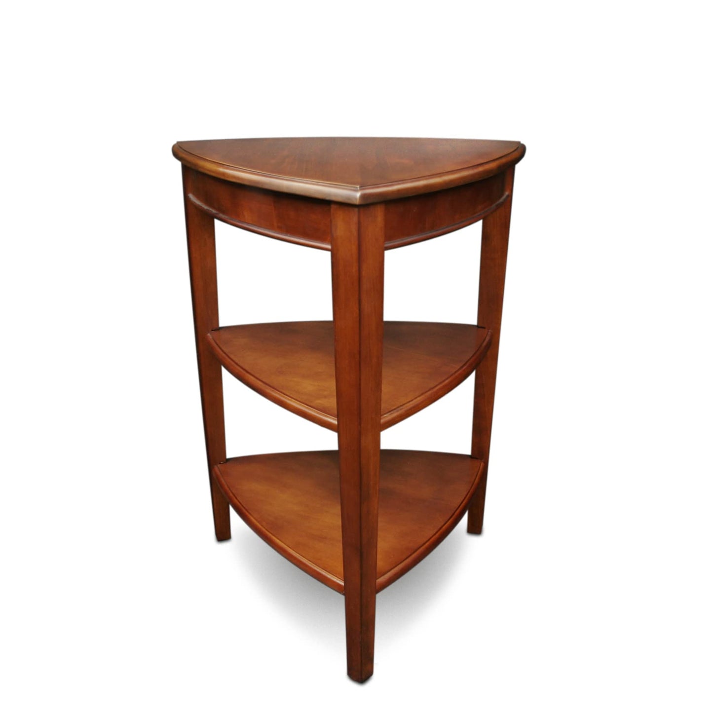 Shield Solid Wood Tiered End Table with Shelves, Glazed Auburn Brown, Perfect for Living Rooms, Bedrooms, and Small Spaces – Leick Home, 9009