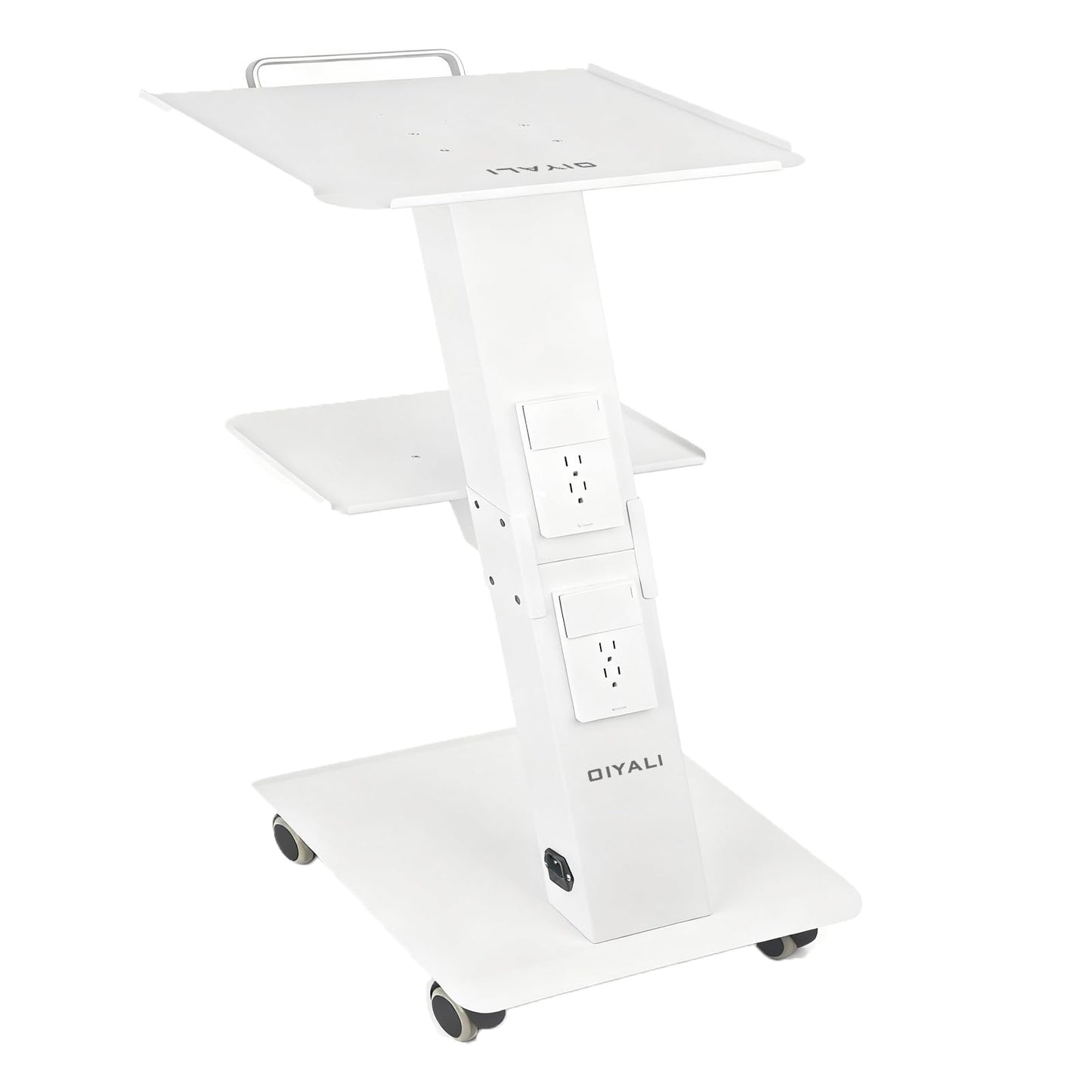 OIYALI Esthetician Cart with Sockets, Beauty Salon Cart with Wheels, Three-Tier Metal Mobile Table, 100-Pound Capacity, Suitable for Nail Salons, Tattoo Studios,Clinics, Hair Salon, and More
