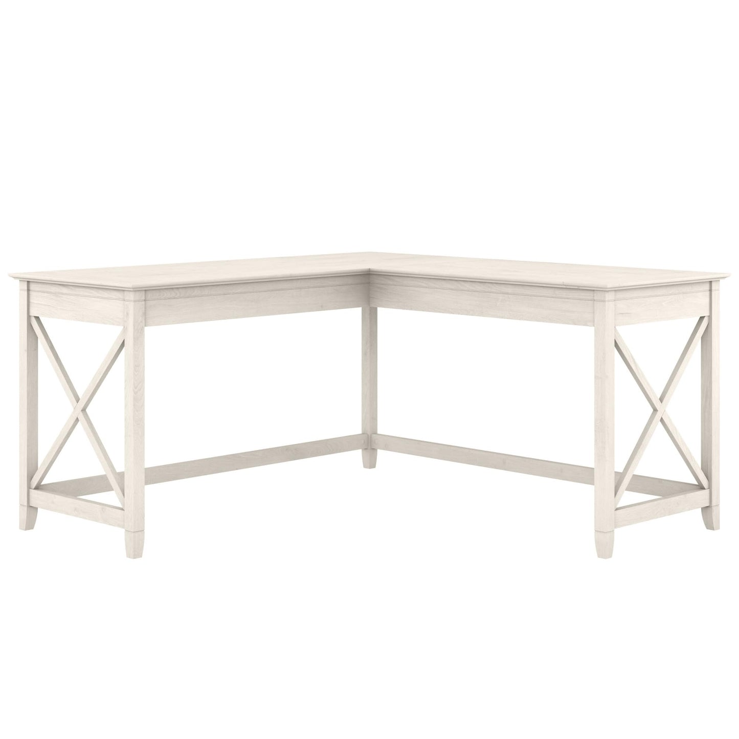 Bush Home Key West 60W Modern Farmhouse L Shaped Desk in Linen White Oak, 60-Inch Corner Computer Table for Home Office Workspace