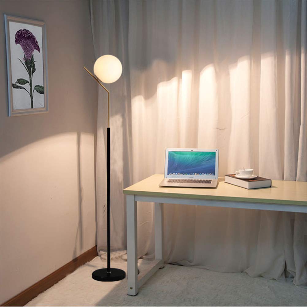 Hsyile Lighting KU300207 Modern Creative White Glass Ball Floor Lamp for Living Room,Bedroom,Office,Hotel,1 Light