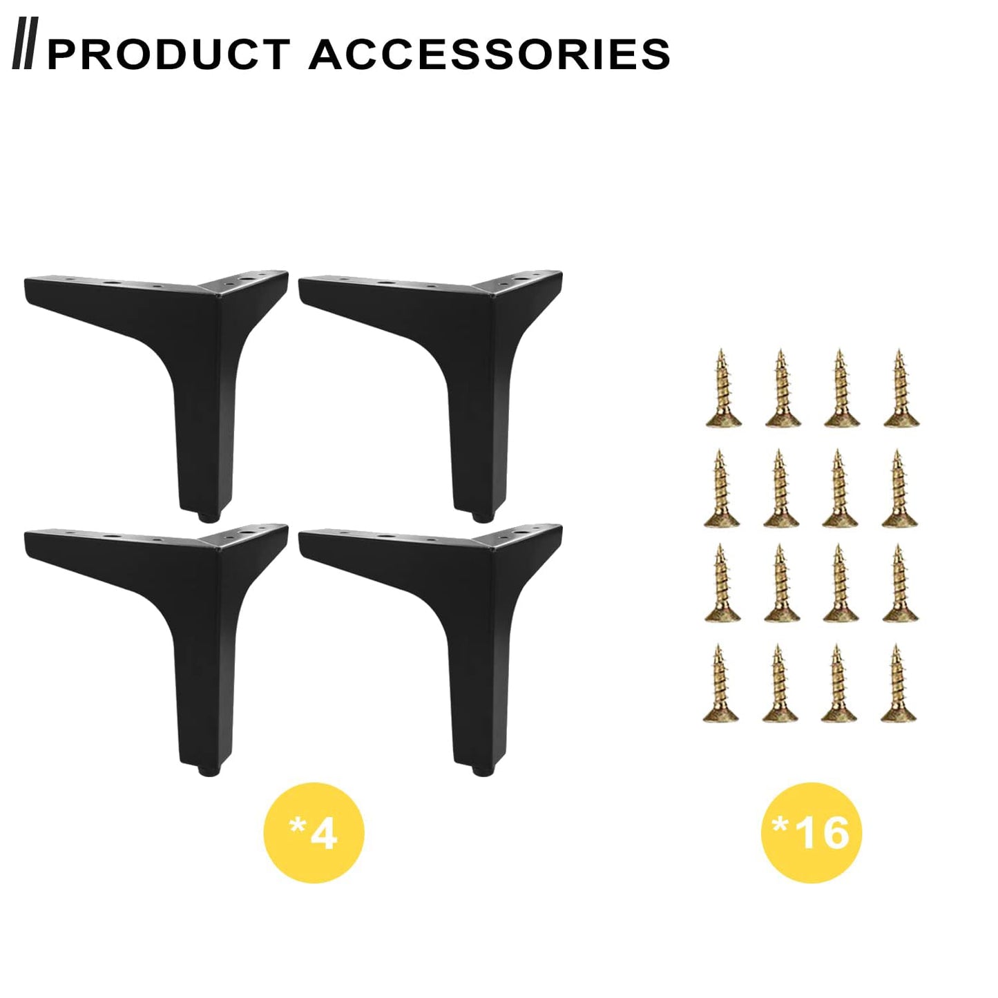 AODIOU Furniture Legs Metal feet: Couch Legs 6 Inch Sofa Cabinet Legs Replacement Black Legs for Furniture Set of 4