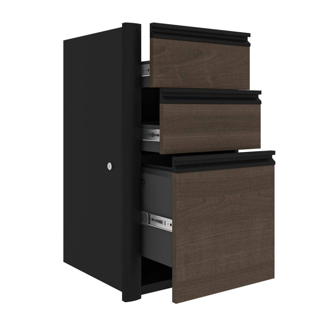 Bestar Connexion Add-On 3 Drawer Pedestal, 16W, Antigua & Black