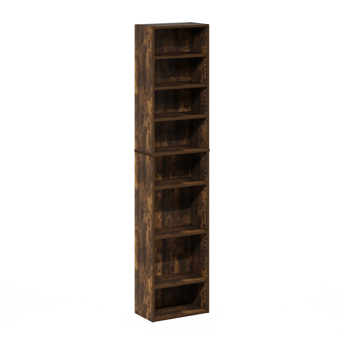 Furinno Indo DVD Shelf, 8-Tier CD Rack, Media Shelf with Adjustable Shelves, DVD Storage Cabinets for CD Blueray Game Disc, Easy Assembly, for Living Room, Home Office, Amber Pine