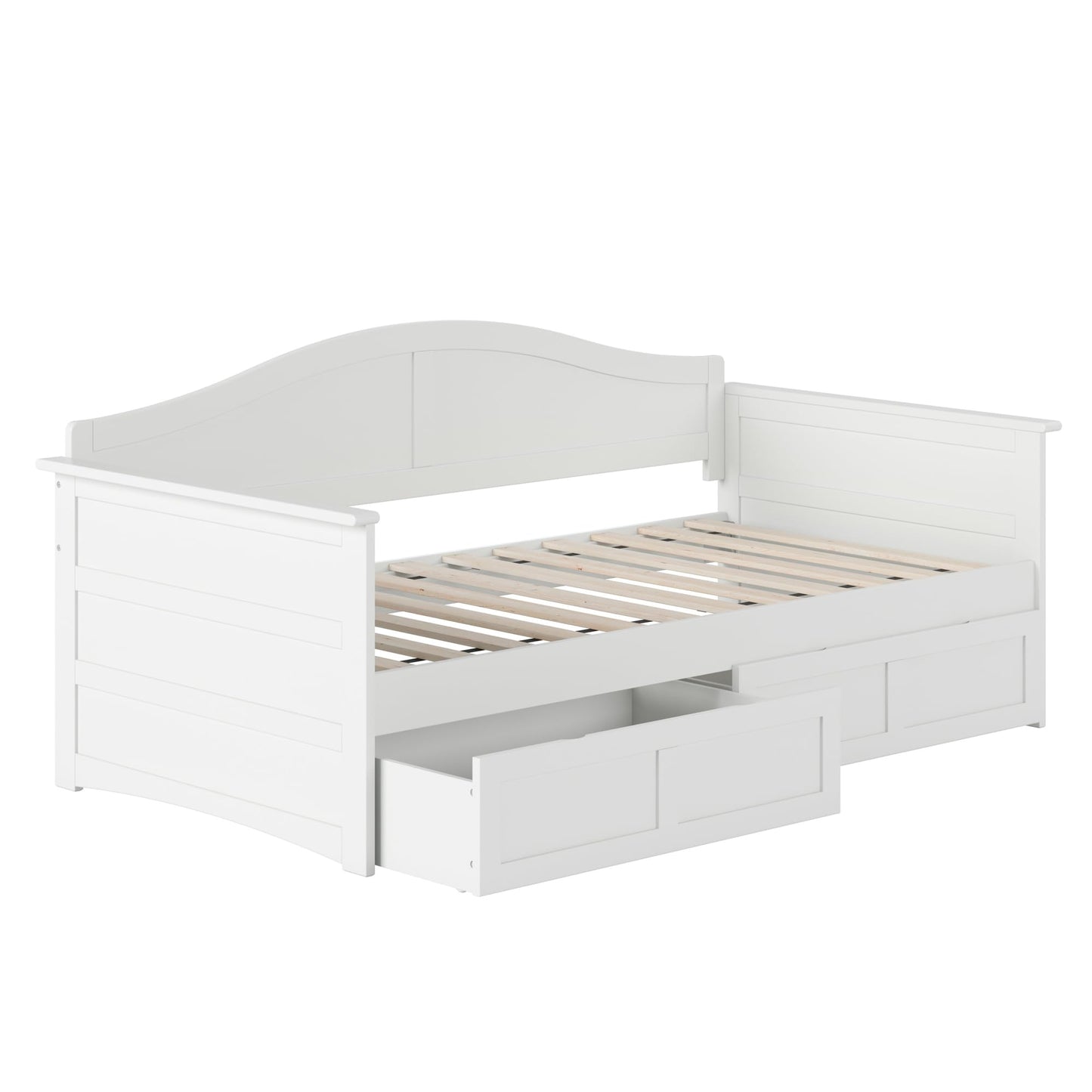 AFI, Acadia Twin Size Wood Daybed Frame with 2 Storage Drawers, White