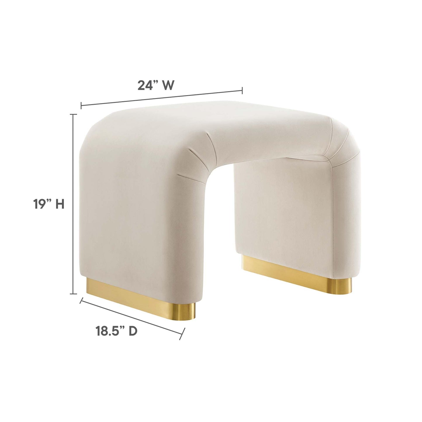 Modway EEI-6733-BRA-ALM Koda Performance Velvet Waterfall Stool, Brass Almond