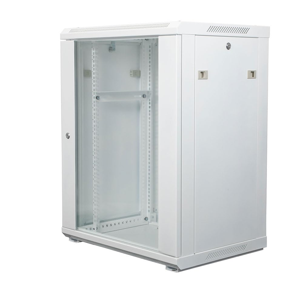 NavePoint 12U Network Cabinet with Glass Door – 12U Wall Mount Server Cabinet White 19” Rack for IT Equipment, AV Devices, Networking Equipment –23” Deep Server Rack Enclosure
