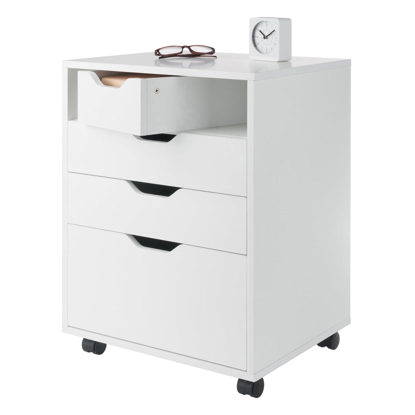 Winsome Halifax Mobile Storage Cabinet with 5 Drawers in White, Stylish & Functional Home Storage Cabinet for Filing, Kitchen Organization, Moveable Furniture for Office, Dorms, Apartments