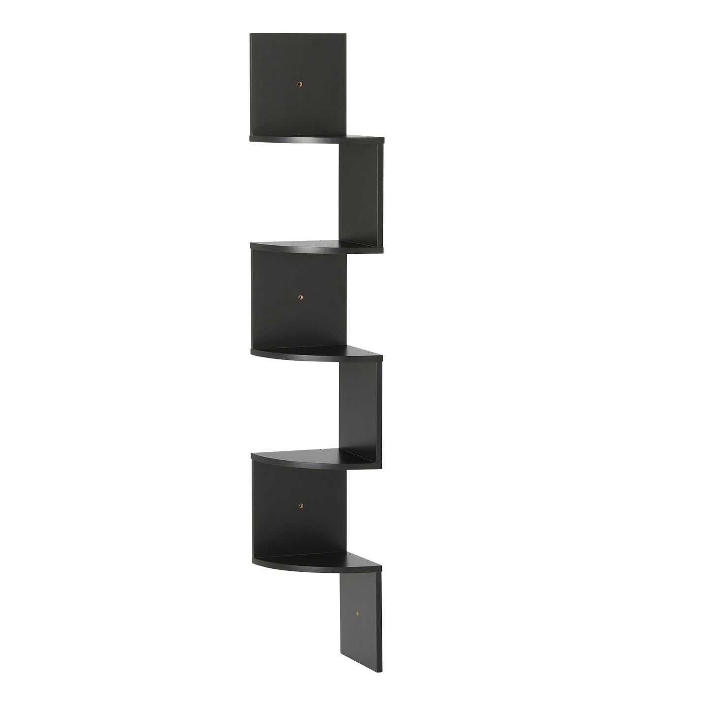 Amazon Basics 5-Tier Corner Shelf, Wall-Mounted, Floating Corner Bookshelf for Living Room, Bedroom, Bathroom, Home Office, 7.8"D x 48.5"W x 7.8"H, Black