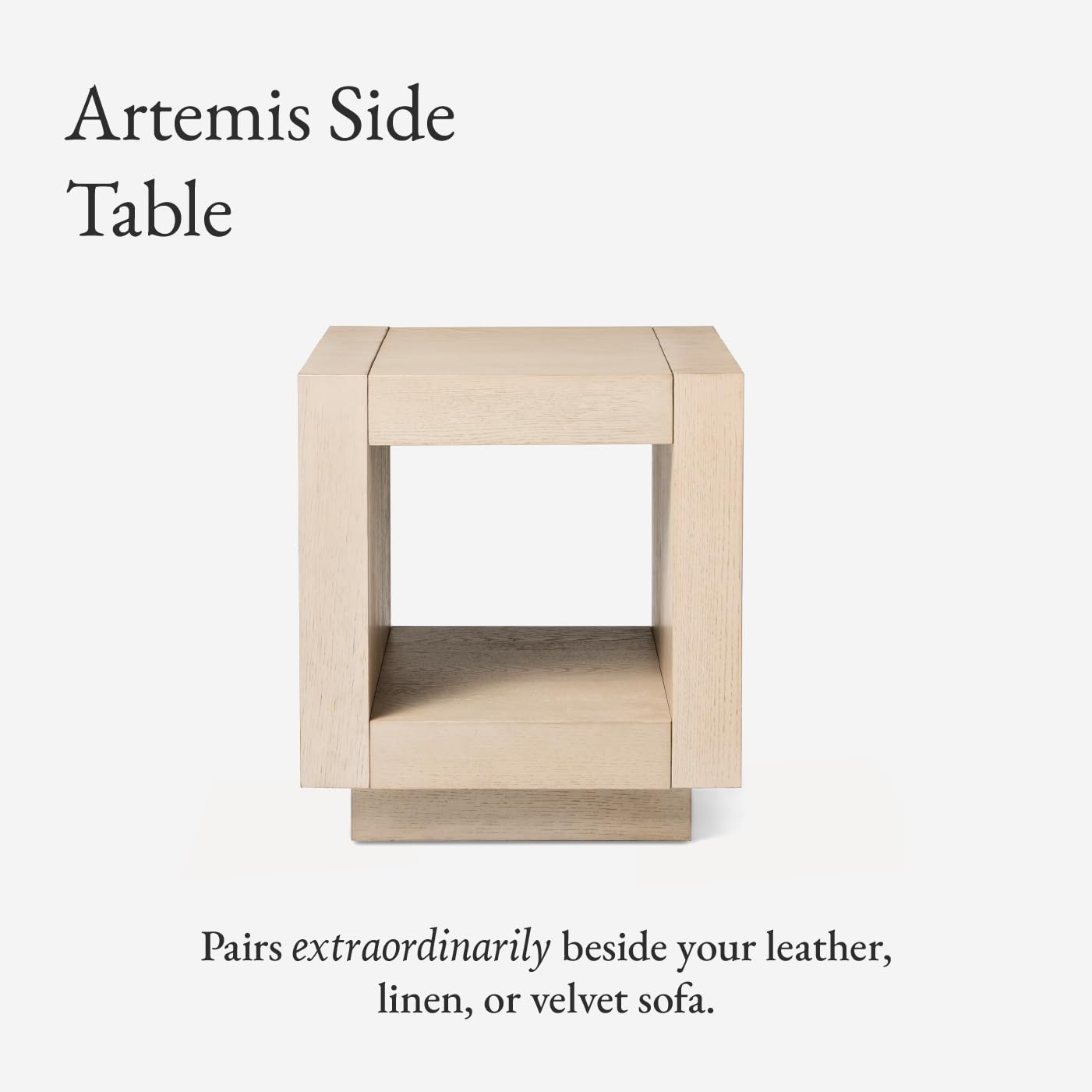 Maven Lane Artemis Side Table – 22 Inch Square Table with Storage – White Solid Wood – Ideal for Living Room and Bedroom