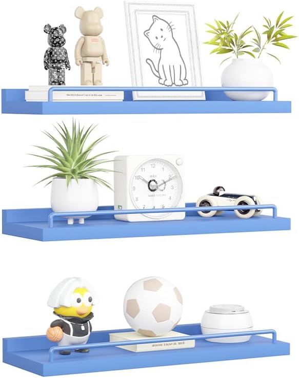 RYOFOBETTO Blue Floating Shelves, Room Decor Shelves, Picture Frames