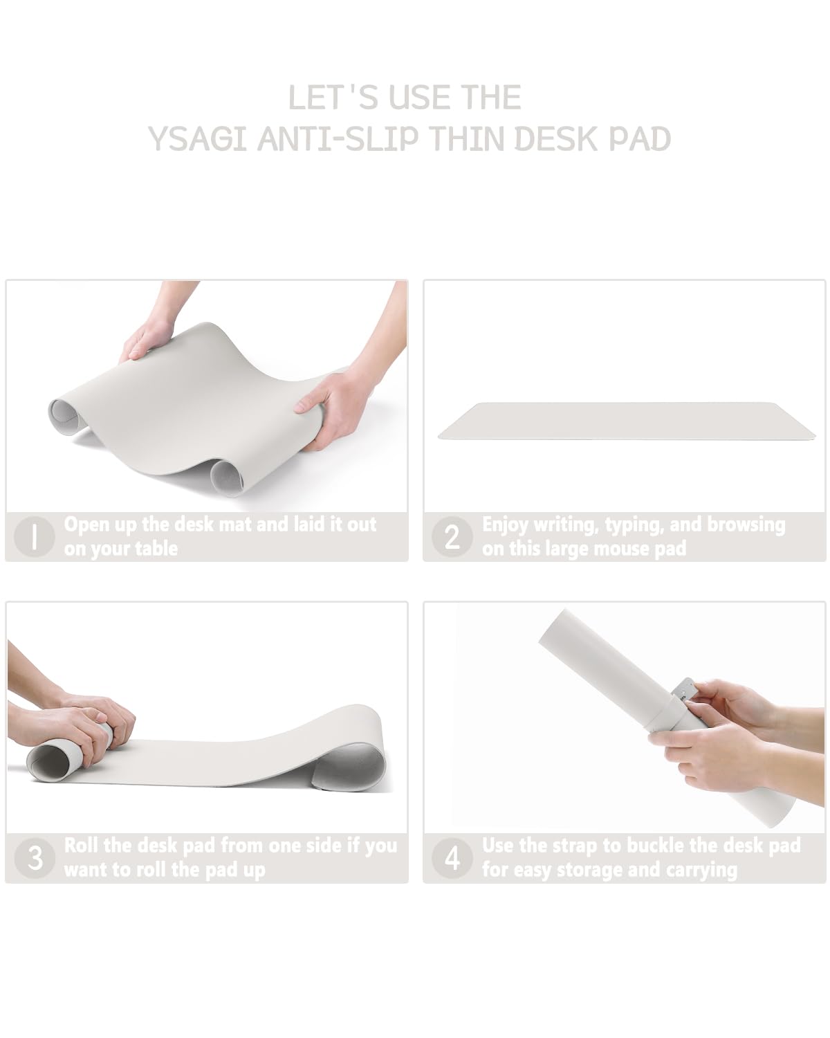YSAGi Non-Slip Leather Desk Pad, Waterproof Laptop Computer Desk Keyboard Mat, Table Protector Blotter Mat, Large Mouse Pad for Office/Work/Home/Decor(Apricot Gray, 31.5" x 15.7")