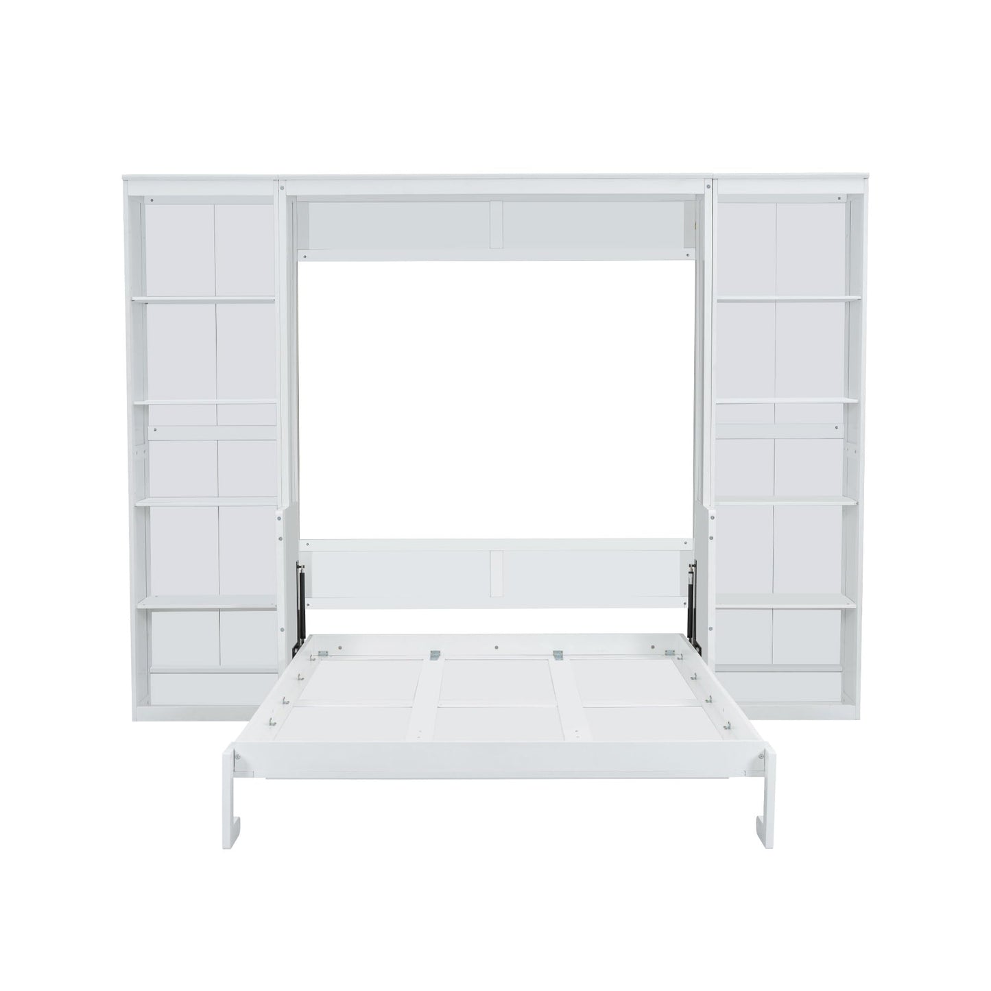 Vifya Queen Size Murphy Bed with Desk and Bookshelf, White