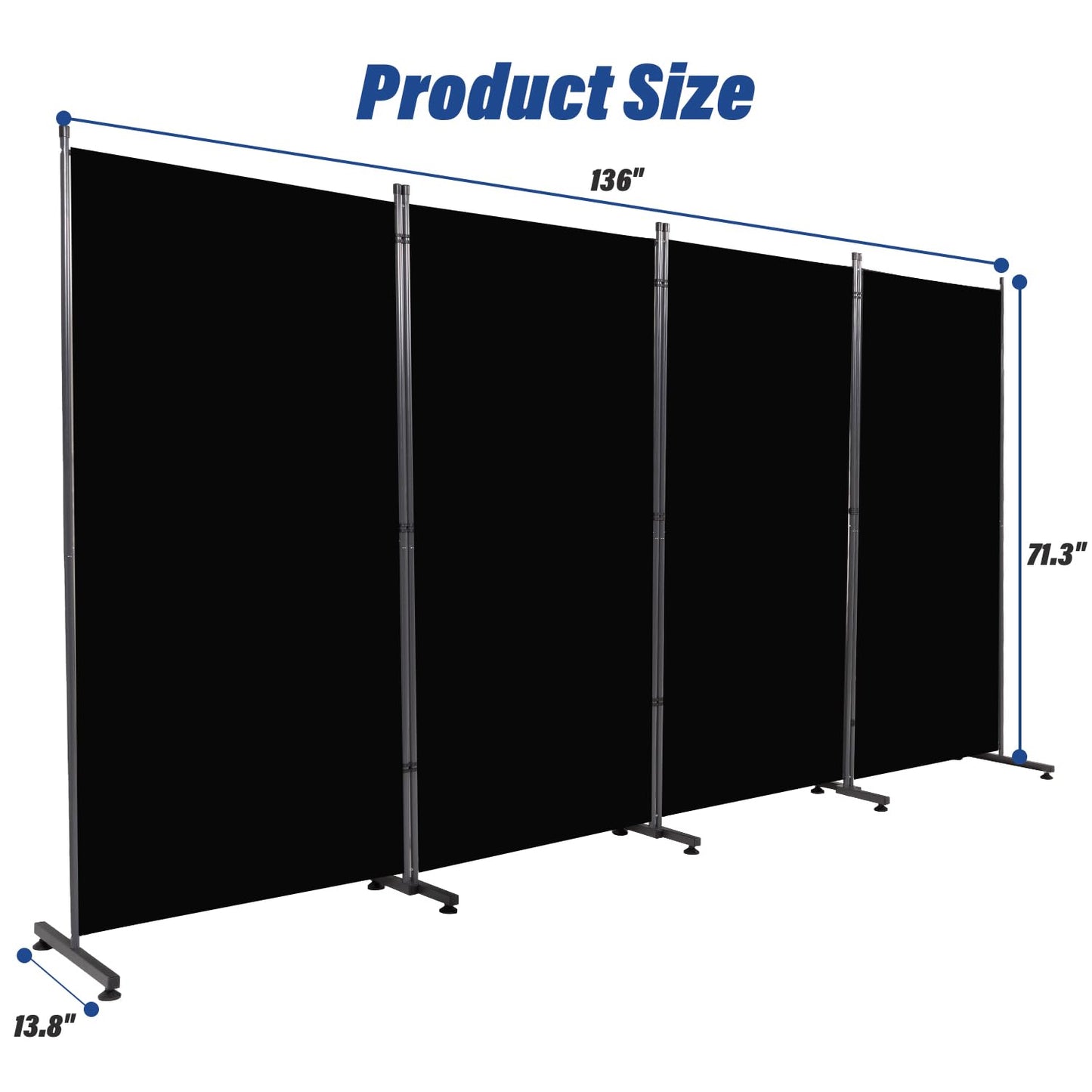 Room Divider 6ft Room Dividers and Folding Privacy Screens, 4 Panel Partition Room Divider Fabric Panel, Indoor Wall Divider for Room Separation Freestanding Space Separators for Bedroom Office Studio