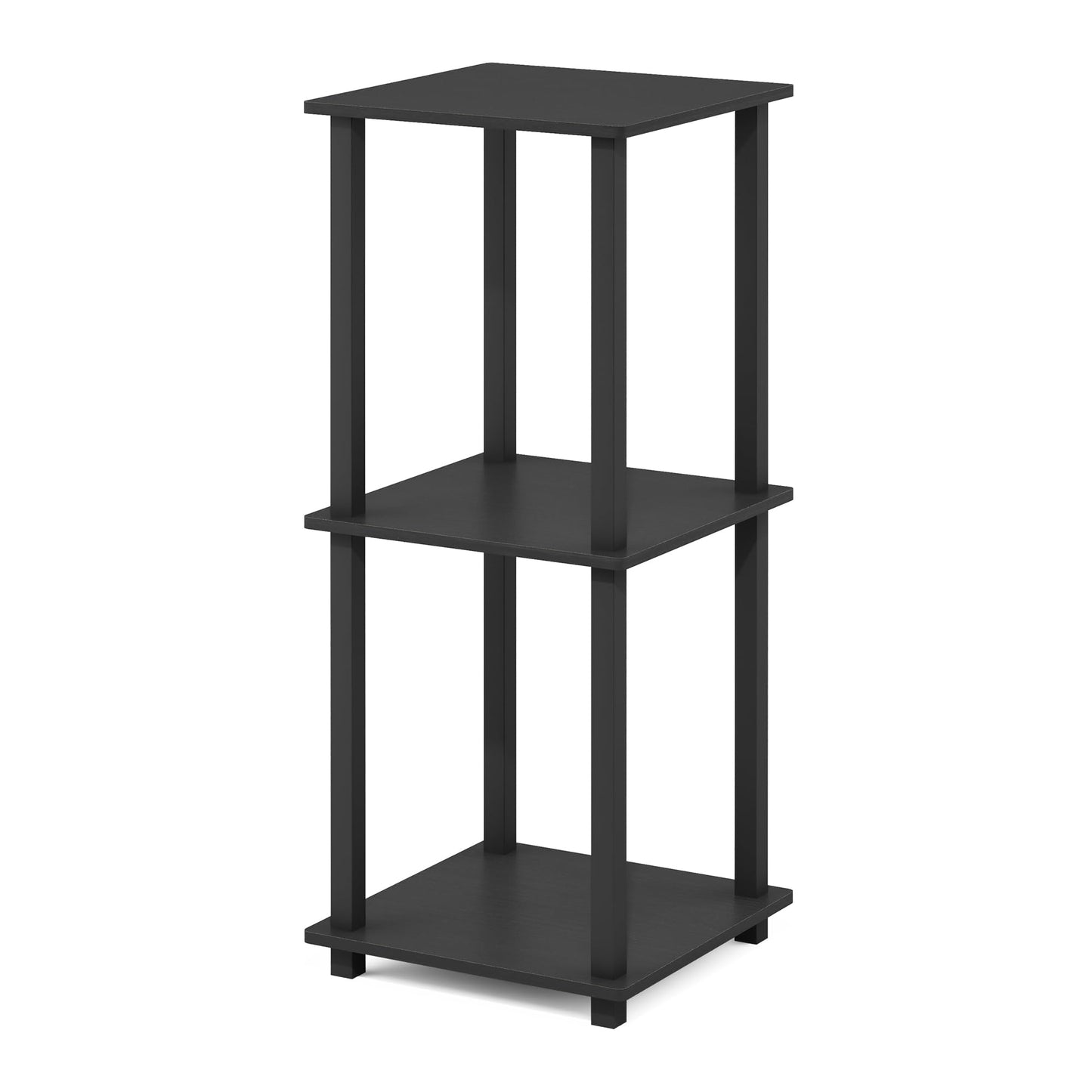 Furinno SIMPLISTIC Side Table Set of 2, 2-Tier Square Modern End Table, Nightstand, Night Stand, Bedside Table, Toolless Assembly, for Living Room, Bedroom, Americano