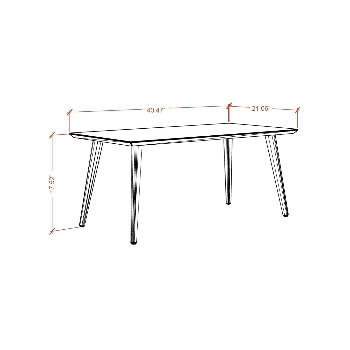 Manhattan Comfort Utopia Collection Mid Century Modern Low Rectangle Accent Living Room End Table With Splayed Legs, Off White (89452)