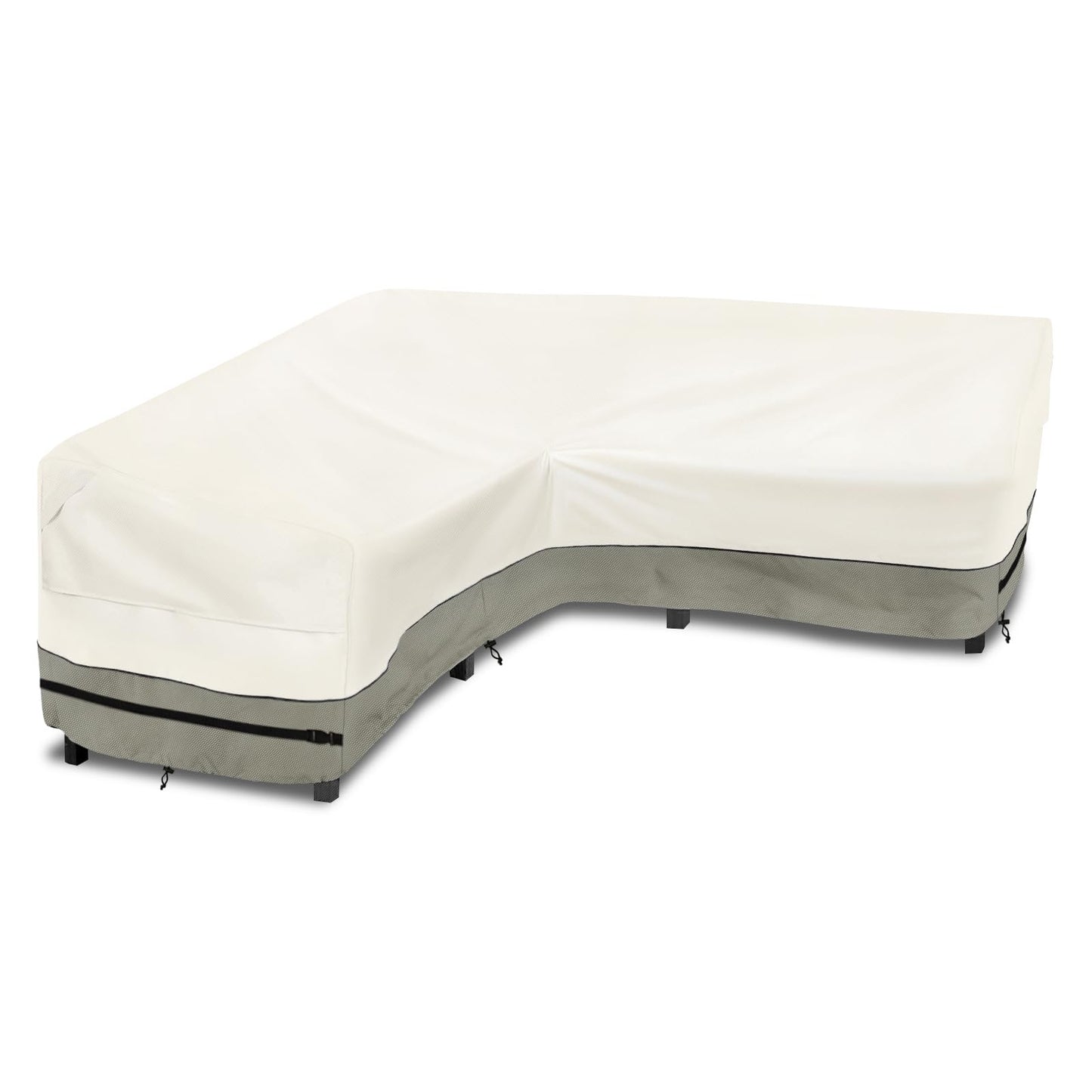 okcool Outdoor Sectional Cover,V Shaped Patio Furniture Covers for 5-Seater Outdoor Sectional Furniture Couch 85"(85''L) x 33.5''D x 31''H,White&Grayish Green