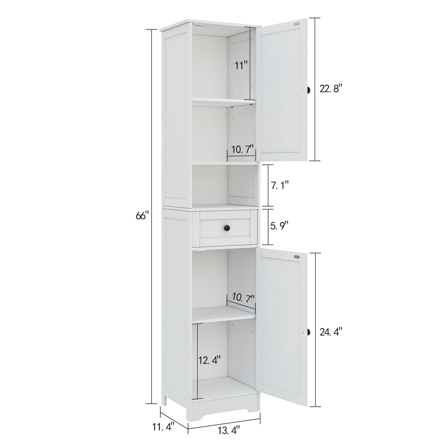 Hogxp Tall Bathroom Cabinet,Storage Cabinet with 5 Shelves & 1 Drawer, with Adjustable Shelve, for Bathroom, Kitchen, Entryway, Living Room(White)