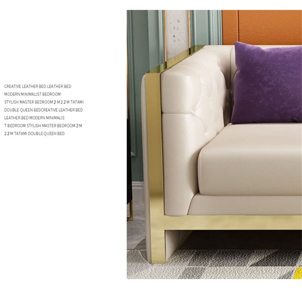 YWMLFZ Hotel Studio Sofa Bed Home Furniture Leather Loveseat with Stainless Steel Foot Combination Chaise Longue