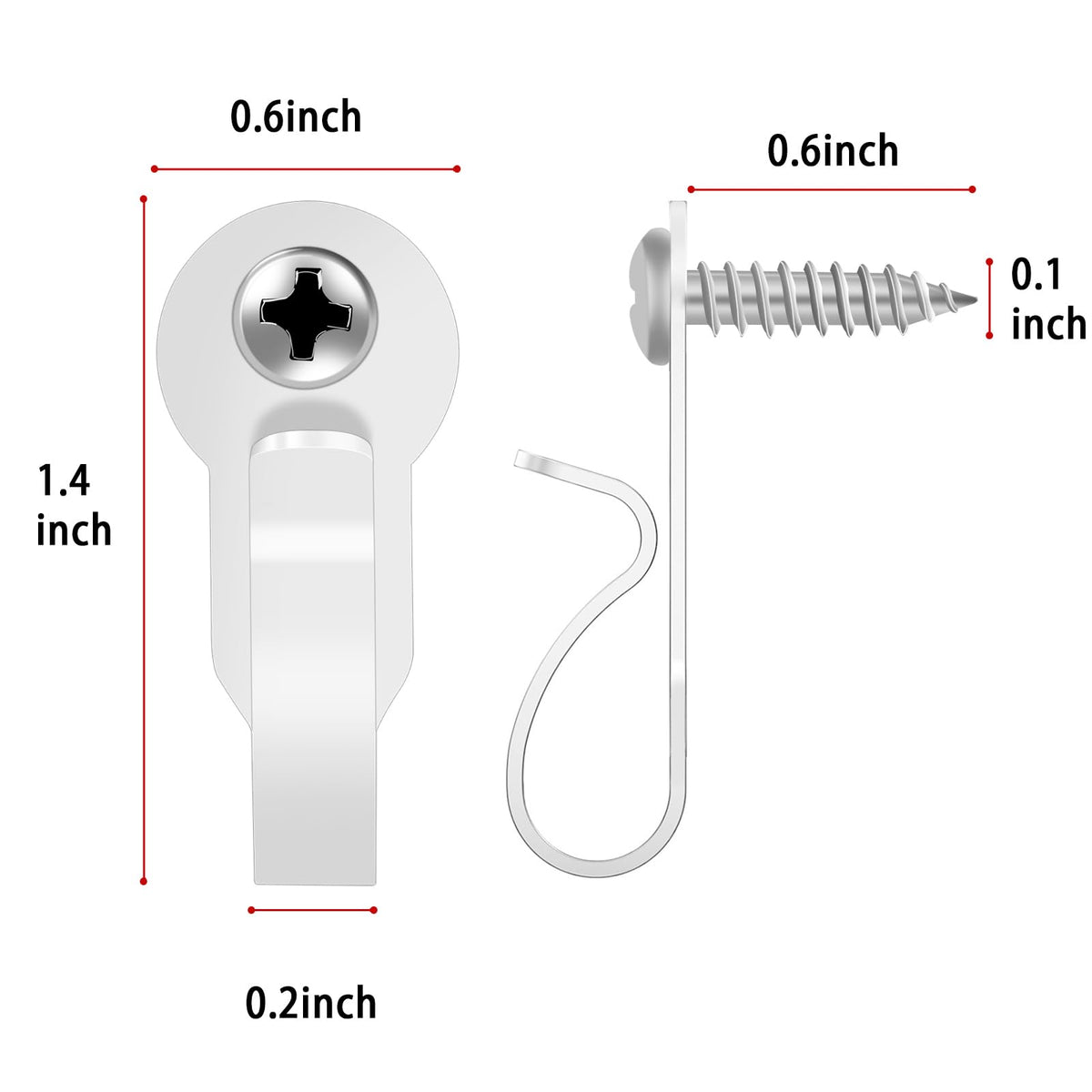 HiGift 36 Pack Light Hanger Hooks, White Stainless Steel Screw in Hook for Hanging Outdoor Lights, Rope Light Clips for Christmas and Holiday Decor, Wire and Fairy Led Lights