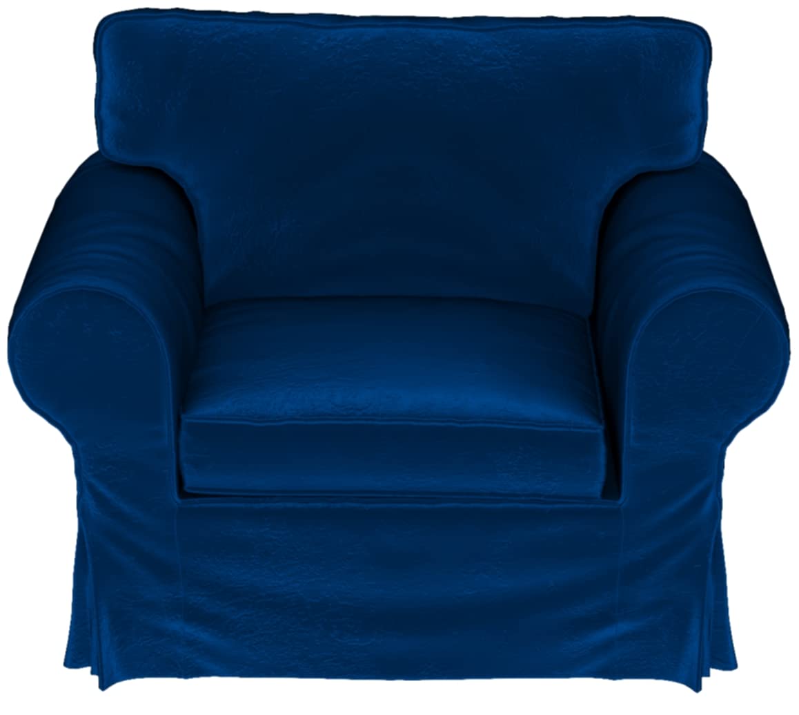 Velvet Pets Friendly Sofa Covers Custom Made Compatible for IKEA Ektorp Armchair Slipcovers (Velvet Blue Ektorp Chair)