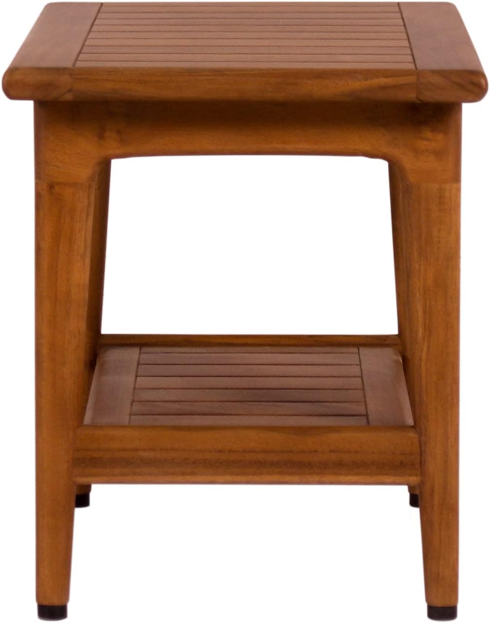 24" Maluku-Bjon Slatted Teak Shower Bench with Shelf