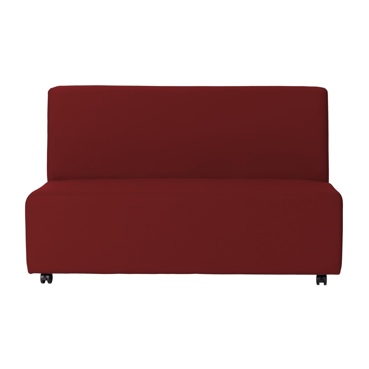 FDP Pro Series Upholstered Armless Mobile Sofa with Locking Casters for Portability Commercial Seating for Hotel Lobby, Office, Restaurant, Waiting Room, Home - Crimson