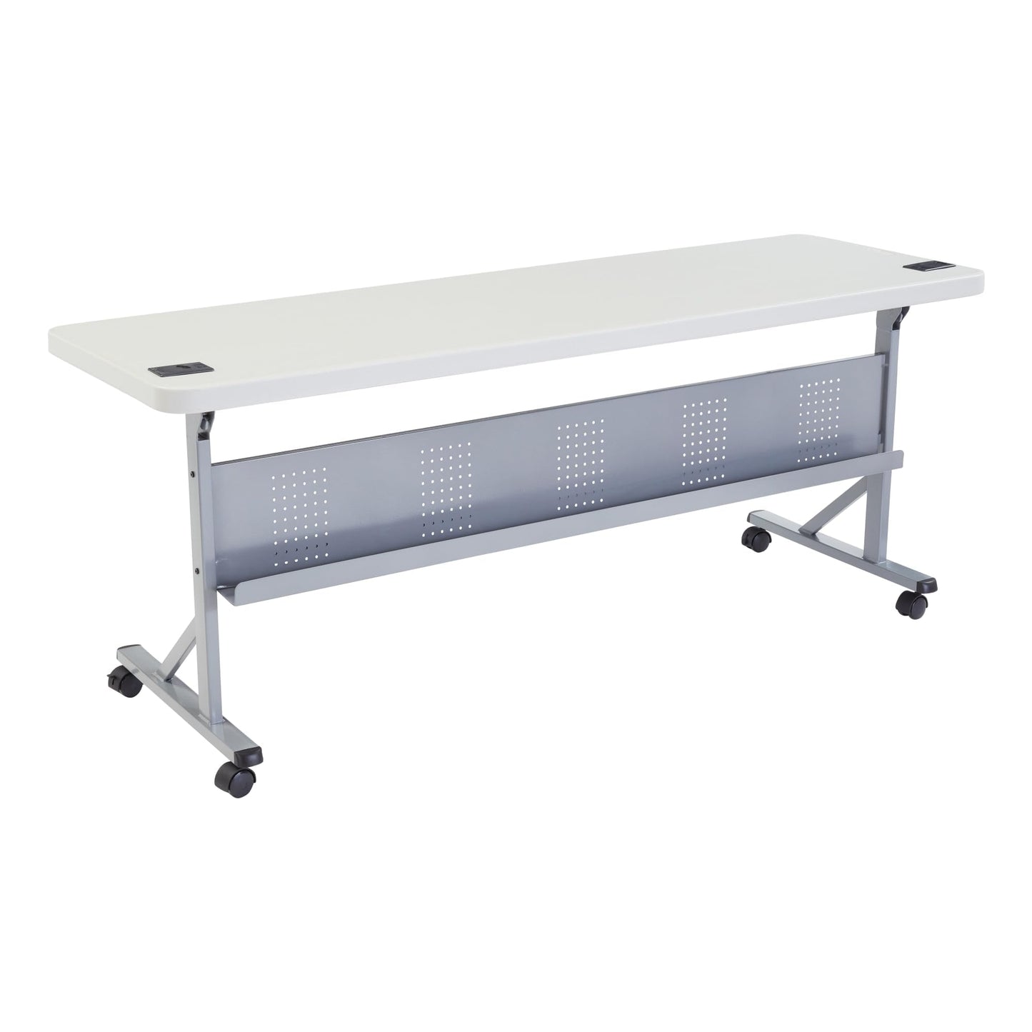 National Public Seating NPS BPFT Series Flip-N-Store 72" W x 24" D Training Room Table, with Wheels, Speckled Gray (BPFT-2472)