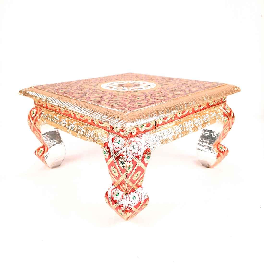 Pooja Chowki Bajot - for Diwali Pooja, Festivals, Ceremonies & Home Decoration -12 inch (Pack of 1)