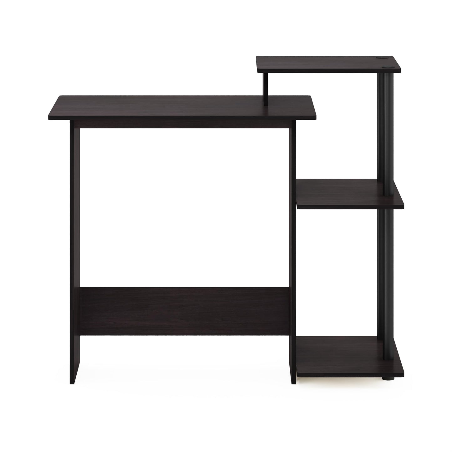 Furinno EFFICIENT Desk, 28.6" Wide Gaming Desk with 3 Open Side Shelves, Laptop Notebook Computer Desk, Office Desk for Home Office, Study Room, Dorm, Bedroom, Dark Walnut
