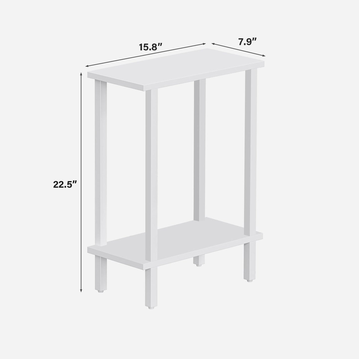 TUTOTAK Small Side Table, Narrow End Table, Skinny Sofa Table, Slim Nightstand, Couch Table, Living Room, Bed Room, White TB01BW062