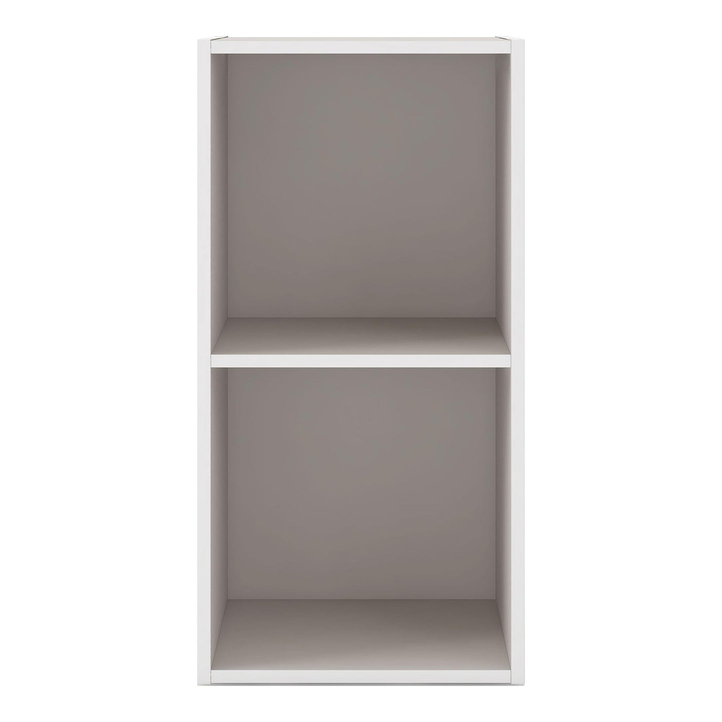 Homes: Inside + Out Apexa 2-Cube Storage Organizer Shelves, Stackable Wood Bookcase Fits Cubby Bins for Organization, Dorm Teen Room Decor & Home Office, Taupe Grey