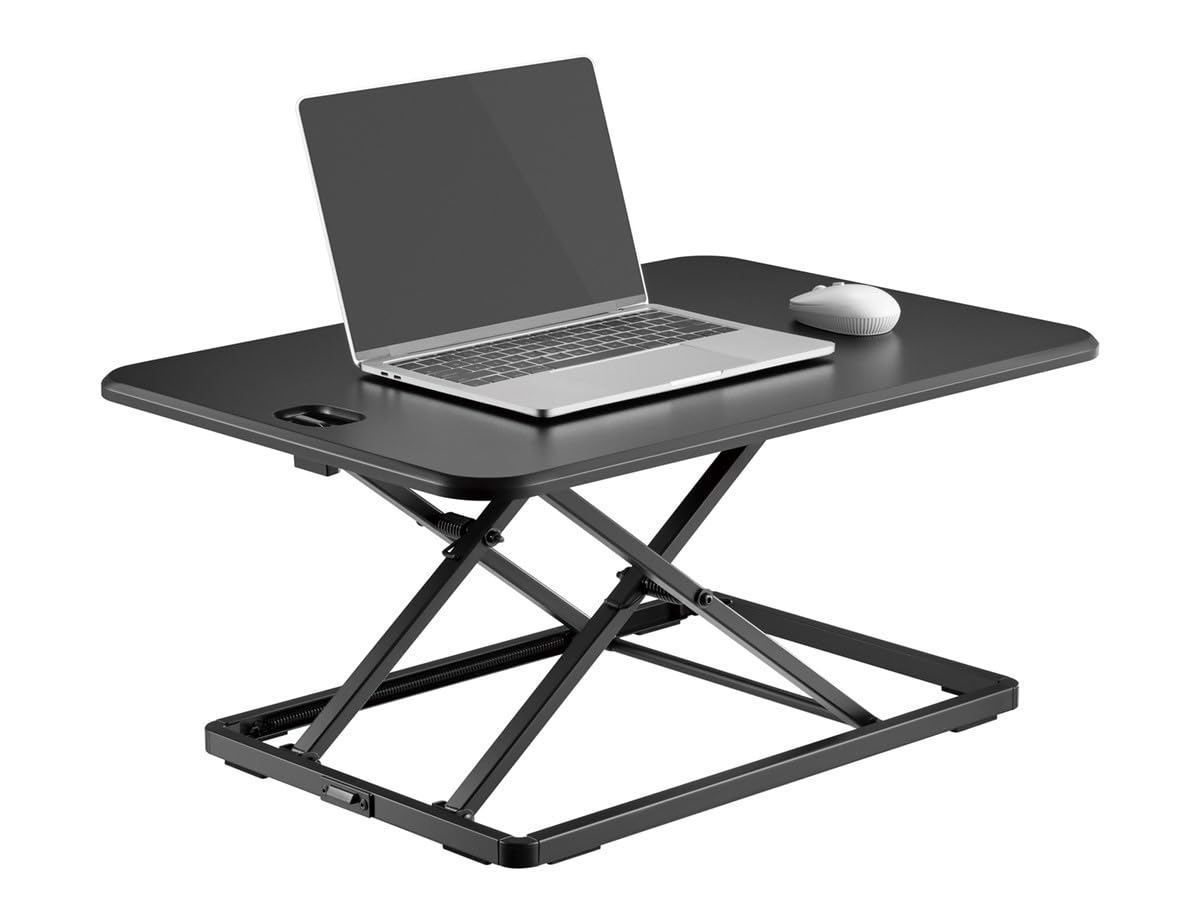 Monoprice Ultra-Slim Single Top Height Adjustable Compact Sit-Stand 26-Inch Desk Converter Riser, Compact Sit Stand Desktop Converter for Monitor or Laptop, Black