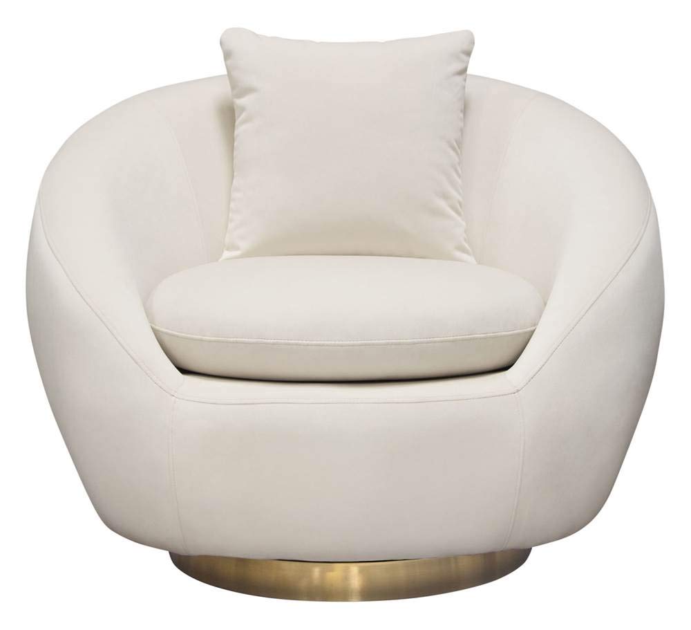 Diamond Sofa Swivel Accent Chair in Light Cream
